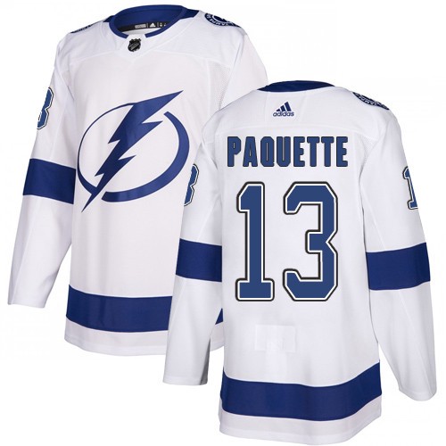 Adidas Tampa Bay Lightning Men #13 Cedric Paquette White Road Authentic Stitched NHL Jersey